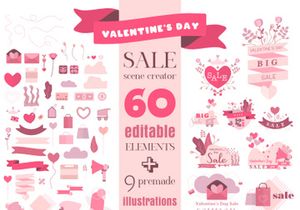 Valentine's Day Sale Editable Vector Scene Creator