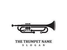 Musical instrument simple icon trumpet for jazz music logo design