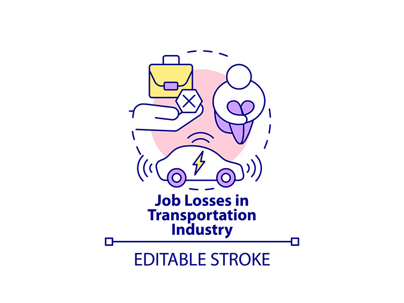Transportation industry job losses concept icon.