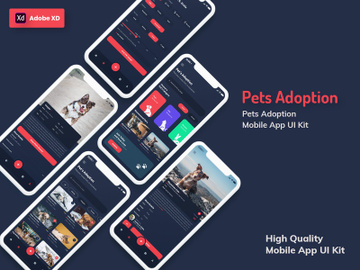 Pets Adoption Mobile App Dark Version (XD) preview picture