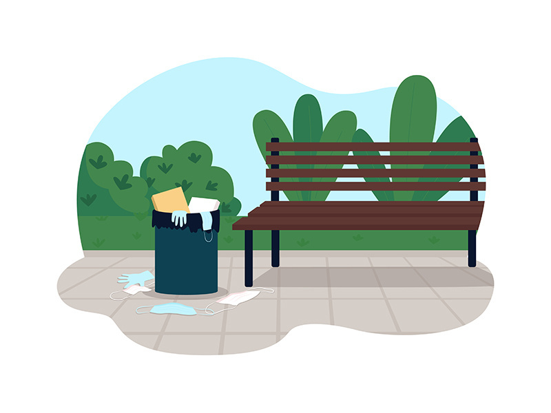 Park pollution 2D vector web banner, poster