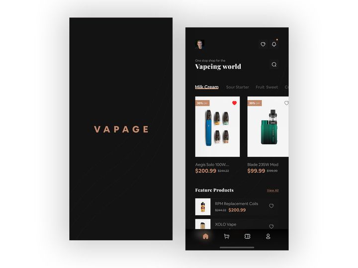 Vapage Vapeshop UI concept