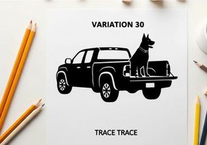 Silhouette of a dog in the back of a pickup truck variation