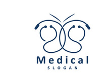 Stethoscope Logo, Simple Line Model Health Care Logo Design