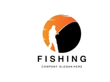 Fishing Logo Design, Fish Hunting Vector Illustration