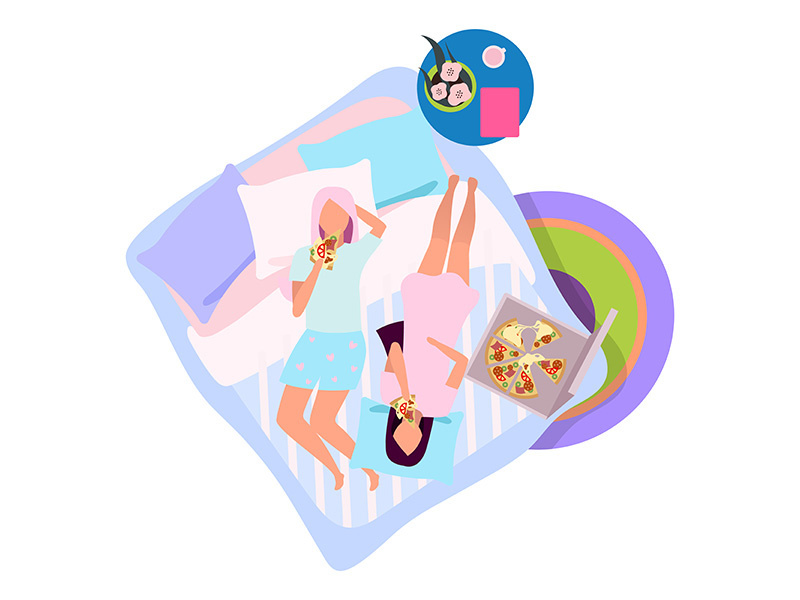 Girls night flat vector illustration