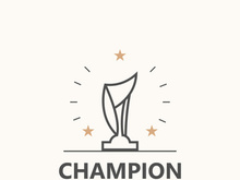 Modern trophy line art logo winner and championship cup design, minimalist simple element
