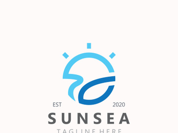 Sun sea Logo design creative premium sun beach logo icon vector template preview picture