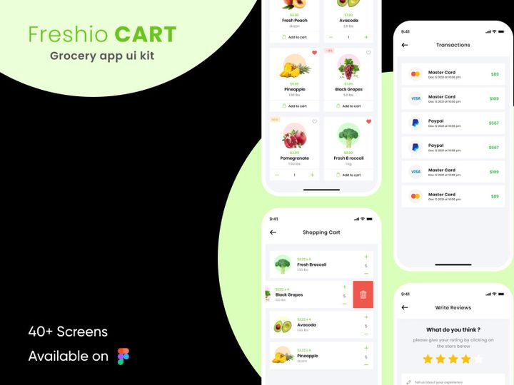 Grocery app ui kit preview picture