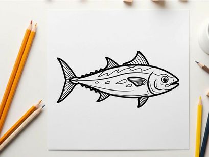 Tuna fish swimming underwater vector illustration flat design