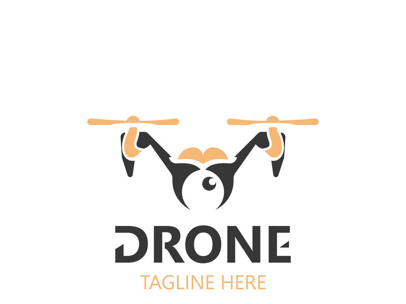 Drone aerial with camera vector template icon. logo photography drone vector. quadcopter flat style illustration