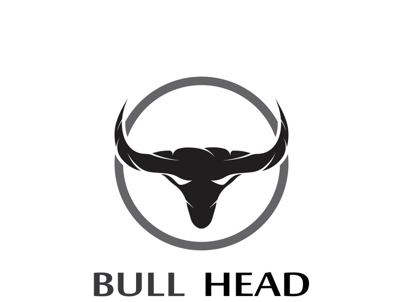 Retro vintage bull head horns logo.