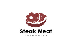 Steak Logo, Vintage Retro Rustic BBQ Grill Theme Design Style