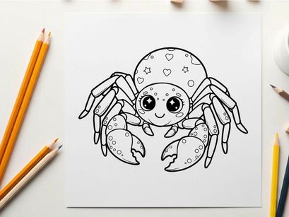 Cute cartoon crab with hearts vector illustration flat design