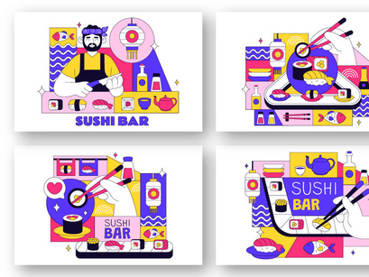 10 Sushi Bar Illustration