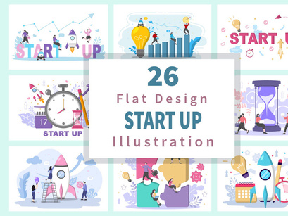 26 Business Startup Flat Illustration