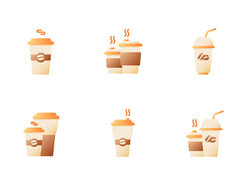 Coffee menu for take away vector flat color icon set preview picture