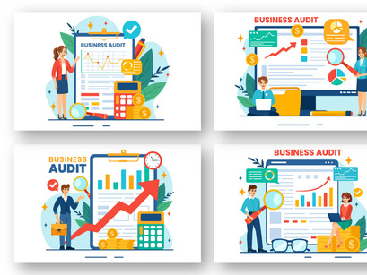 12 Business Audit Documents Illustration