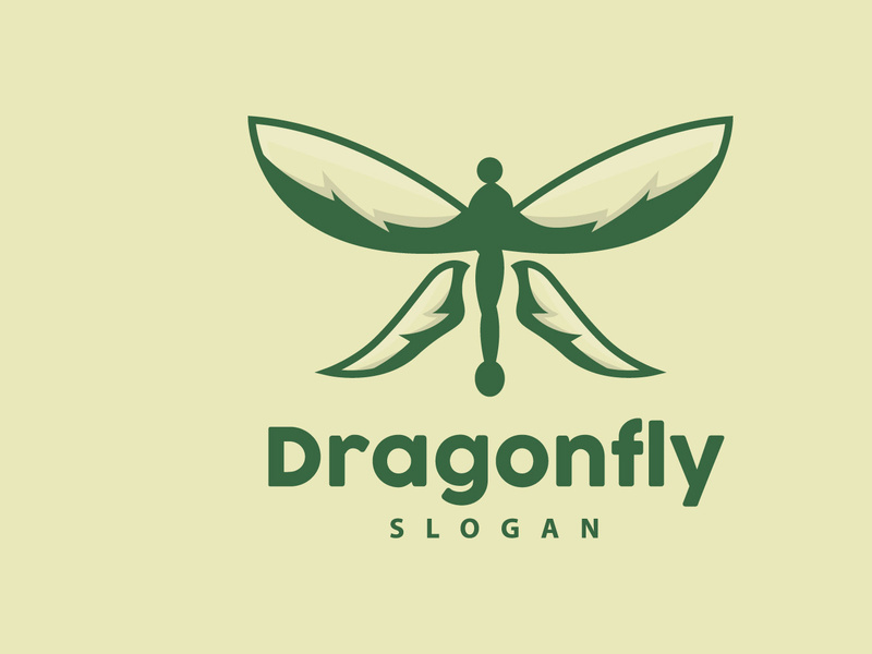 Dragonfly Logo, Flying Animal Vector, Simple Minimalist Design