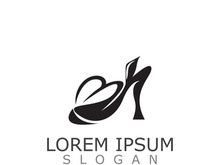 Women shoes logo design High heel fashion shop icon vector for business store