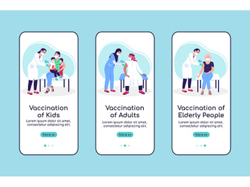 Vaccination of population onboarding mobile app screen flat vector template preview picture