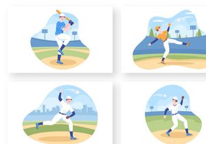 16 Baseball Player Sports Illustration