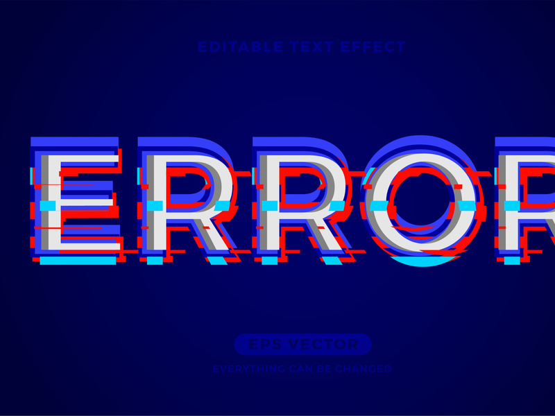 Error editable text effect vector template