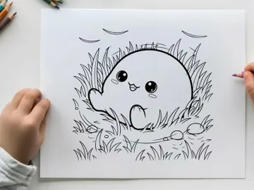 Cute hedgehog smiling in grass vector illustration preview picture