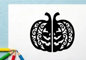 Decorative Halloween Pumpkin with Intricate Carving Design