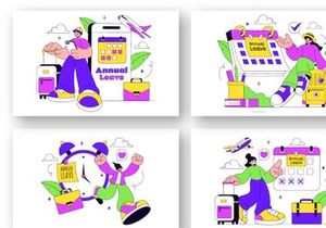 10 Annual Leave Vector Illustration