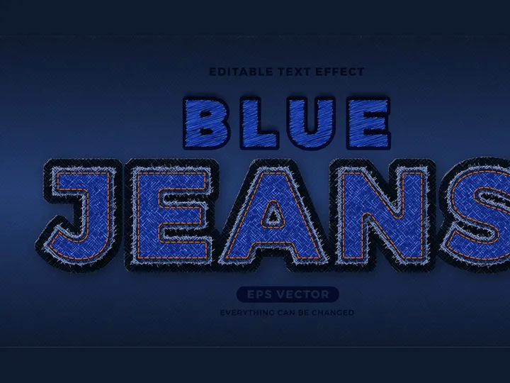 Blue Jeans editable text effect style vector