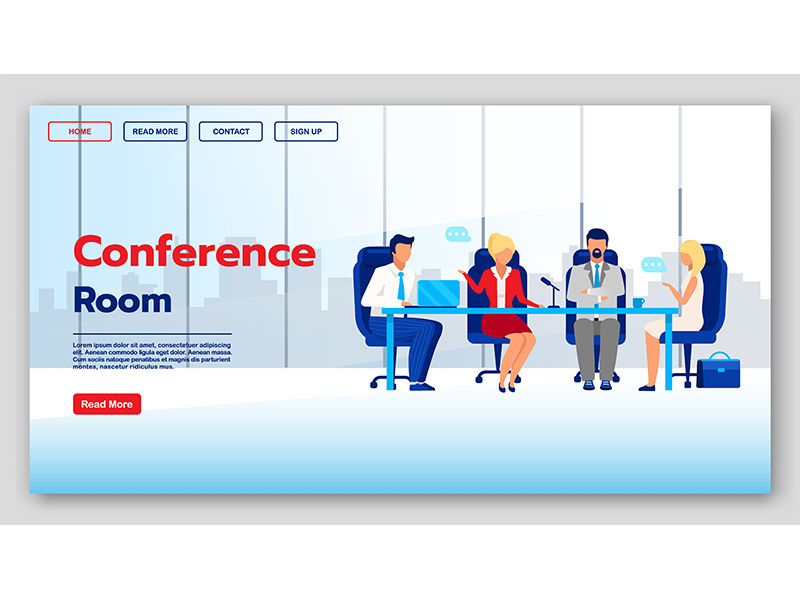 Conference room landing page vector template
