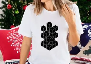 Abstract 3D Geometric Black Cubes Stack Isolated Vector Illustration