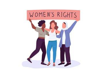 Women rights flat color vector faceless characters preview picture