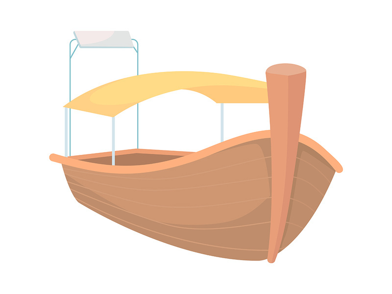 Boat with canopy semi flat color vector object
