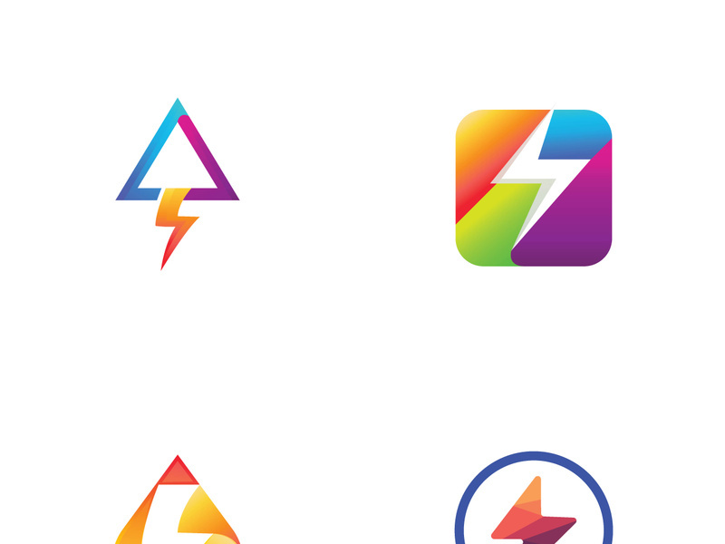 Colorful electric lightning logo design.