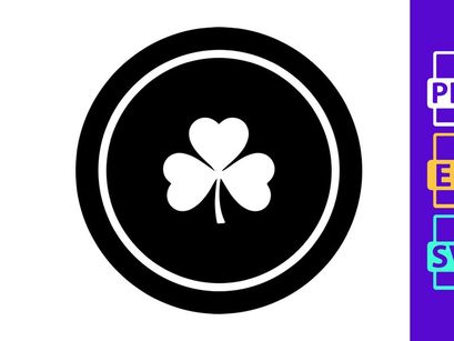 White four leaf clover in black circle icon minimalist luck symbol