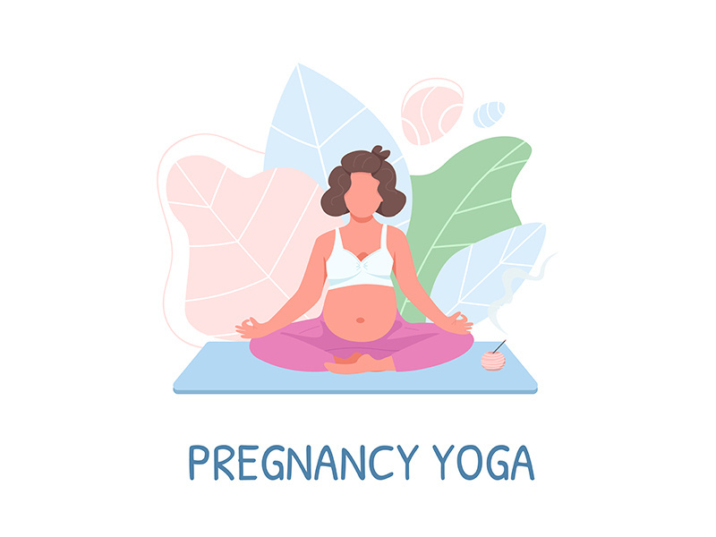 Prenatal meditation flat color vector faceless character