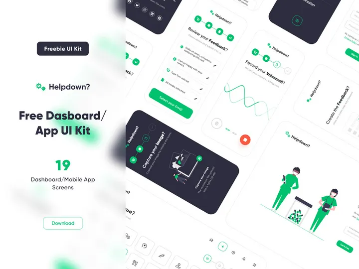 Freebie HelpDown UI Kit (ios-Dashboard) preview picture