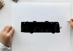 Silhouette of a large recreational vehicle or motorhome