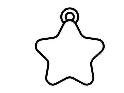 Pingente de estrela minimalista preta em fundo branco. Design de joia geométrica simples para projetos de moda e artesanato.