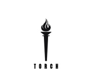 Torch fire logo icon hipster vector design template