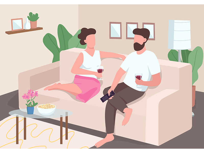 Home date flat color vector illustration