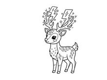 Cute deer with lightning antlers vector illustration flat design