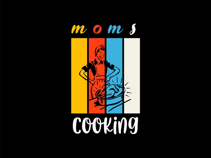 moms cooking vintage t-shirt design. Mama vector retro t-shirt design for mom lovers.