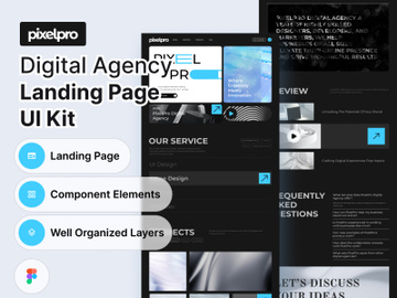 PixelPro | Digital Agency Landing Page UI Kit preview picture