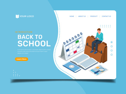 Student reading book - Landing page illustration template