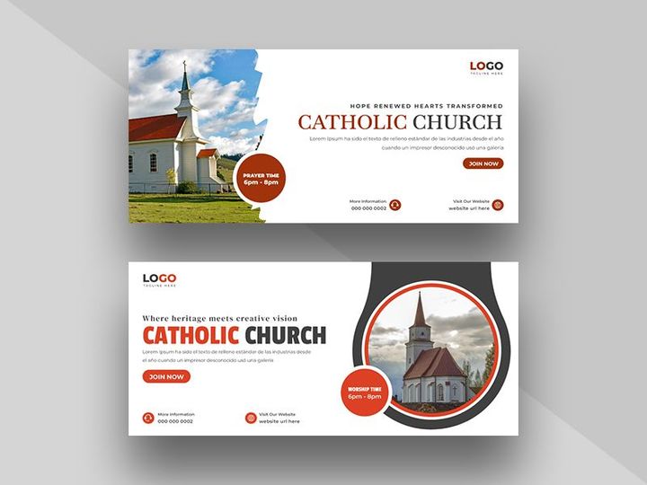 Catholic Church religious Social Media Facebook Cover Banner Template