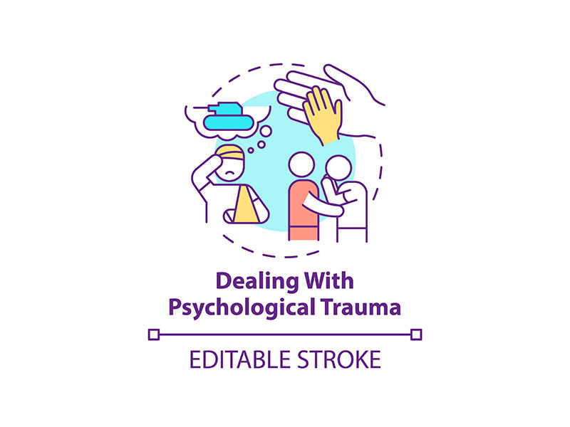 Dealing with psychological trauma concept icon