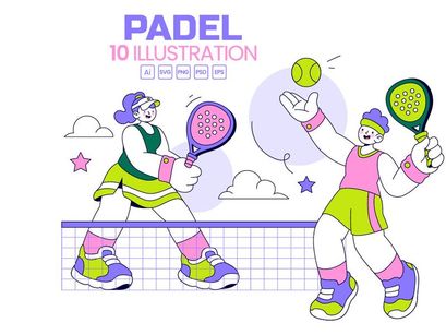 10 Padel Vector Illustration
